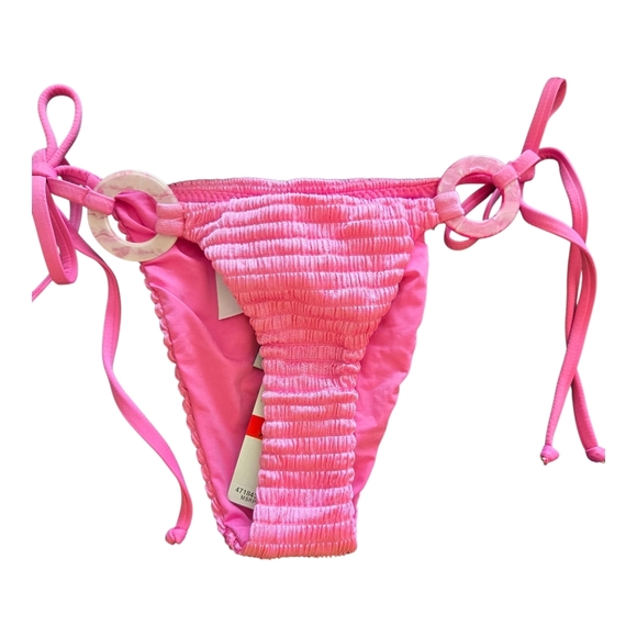Chic Pink Bikini Bottom with Side Ties Xsmall